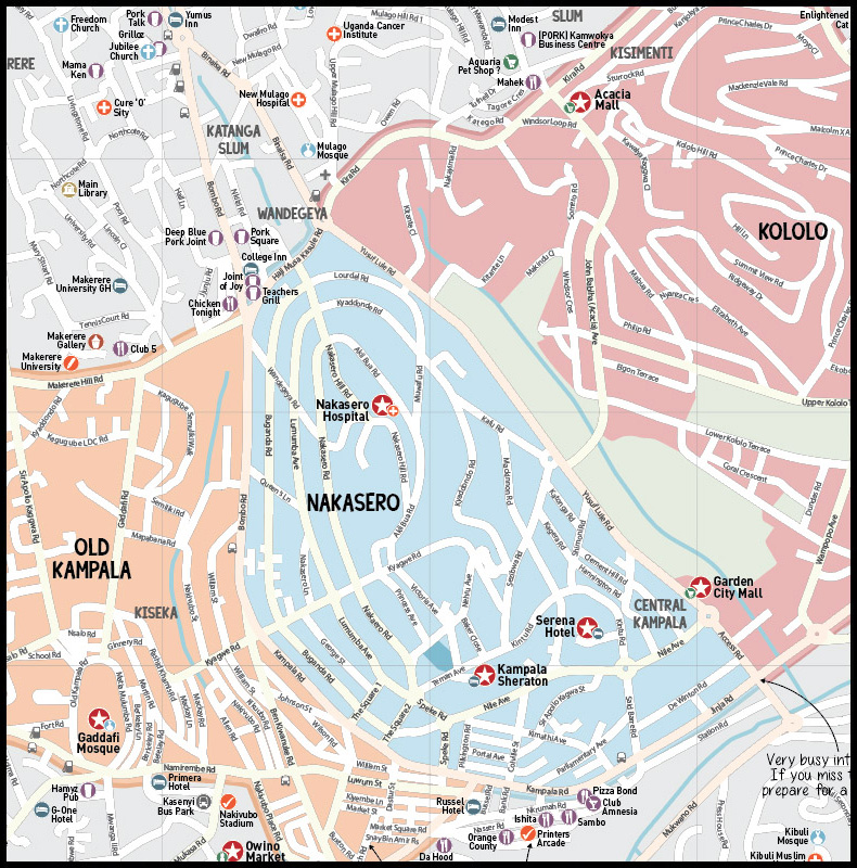 Map of Kampala, Uganda – Africa Guide Maps