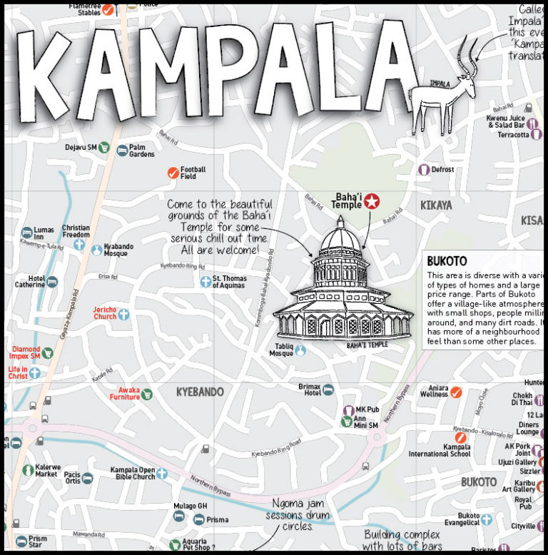 Map of Kampala, Uganda – Africa Guide Maps